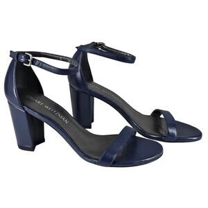 STUART WEITZMAN NEARLYNUDE ANKLE STRAP SANDALS NICE BLUE • SIZE 6.5 • G242246